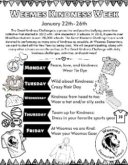 Let's Celebrate Kindness Week 1/22-1/26